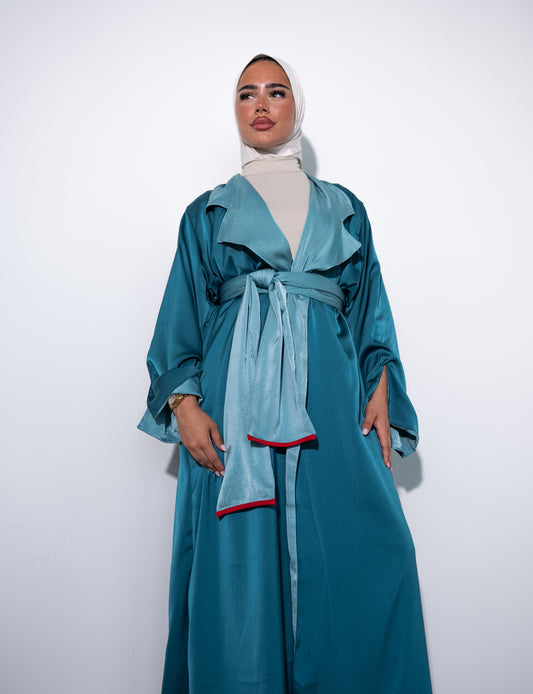 TWO-SIDED VELVET ABAYA AZZURA X AQUA BLUE