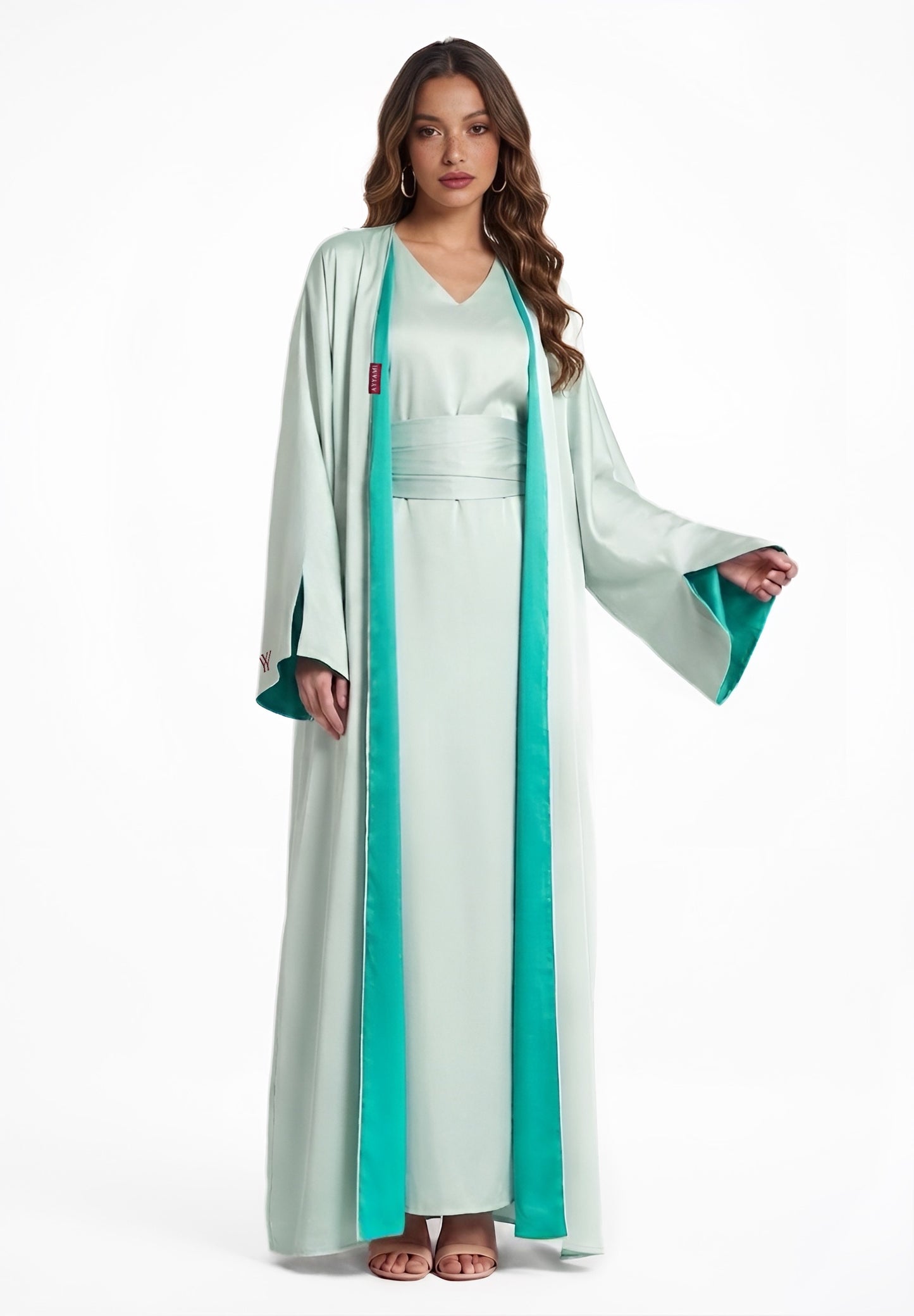 TWO-SIDED SILK ABAYA TIFFANY X ICE MINT